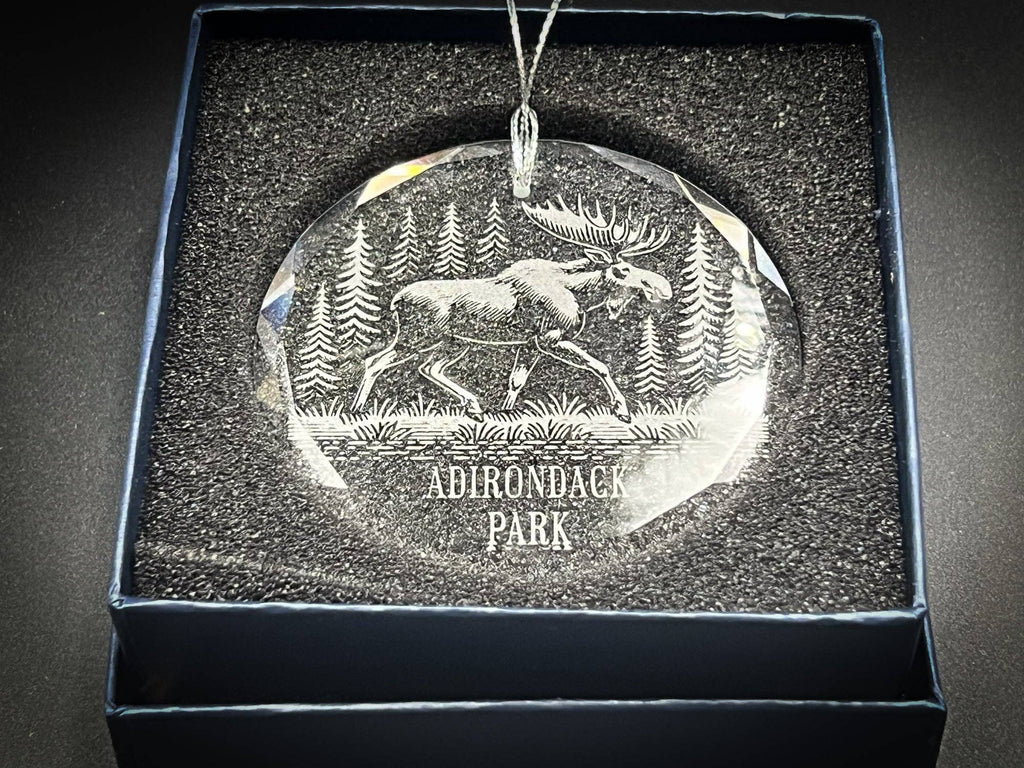 Moose in a Forest - Clear Glass Ornament