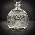 Mountains and Lake Scene - 750mL Flat Round Glass Decanter