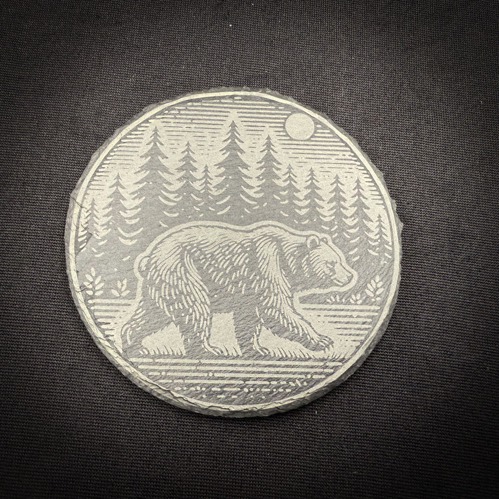 Bear Scene - 4" Square Slate Coaster