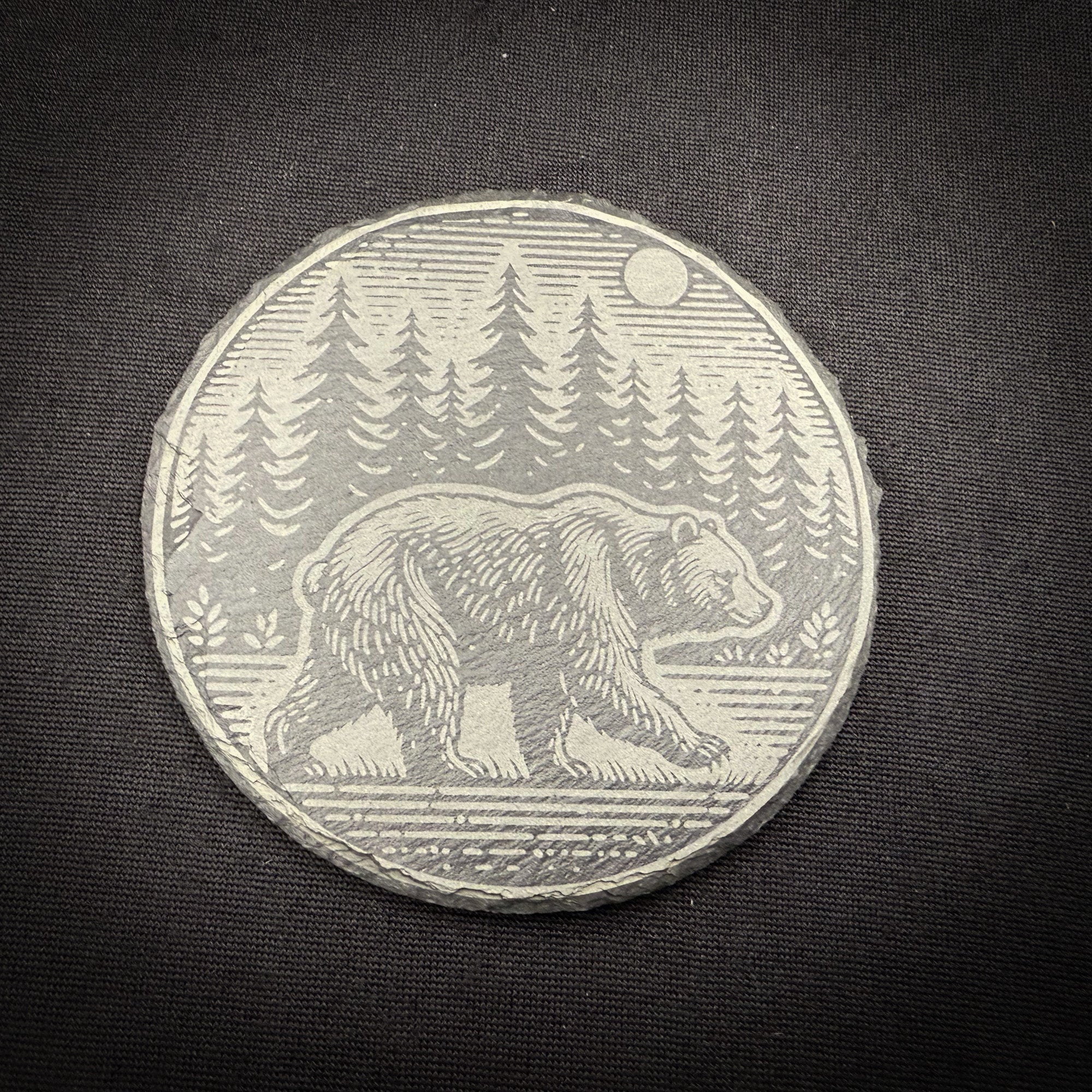 Bear Scene - 4" Square Slate Coaster
