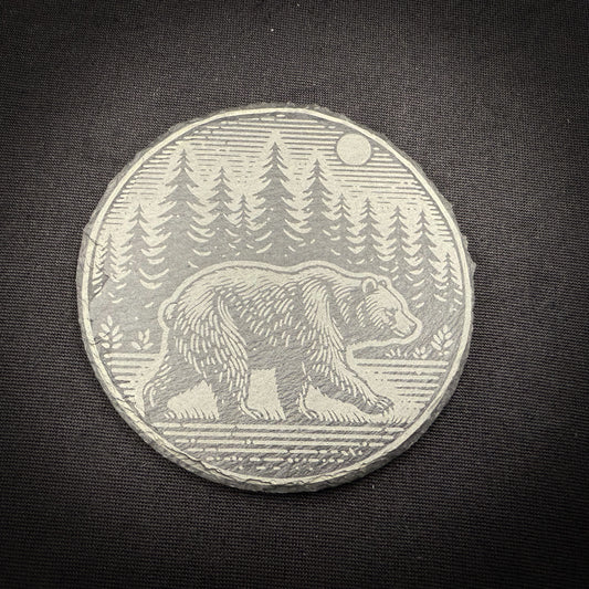 Bear Scene - 4" Square Slate Coaster (In Store)