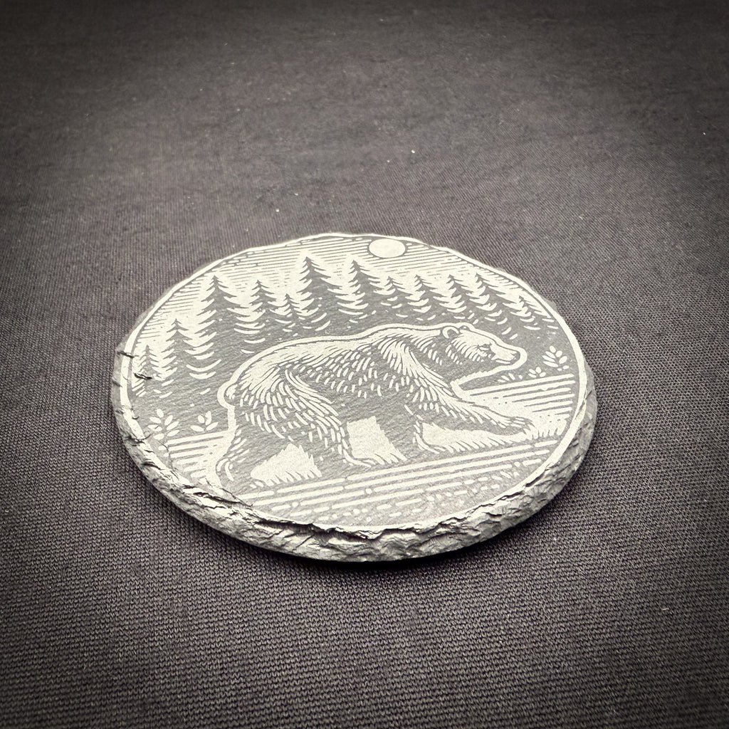 Bear Scene - 4" Square Slate Coaster