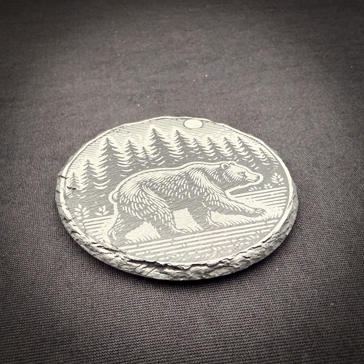 Bear Scene - 4" Square Slate Coaster (In Store)