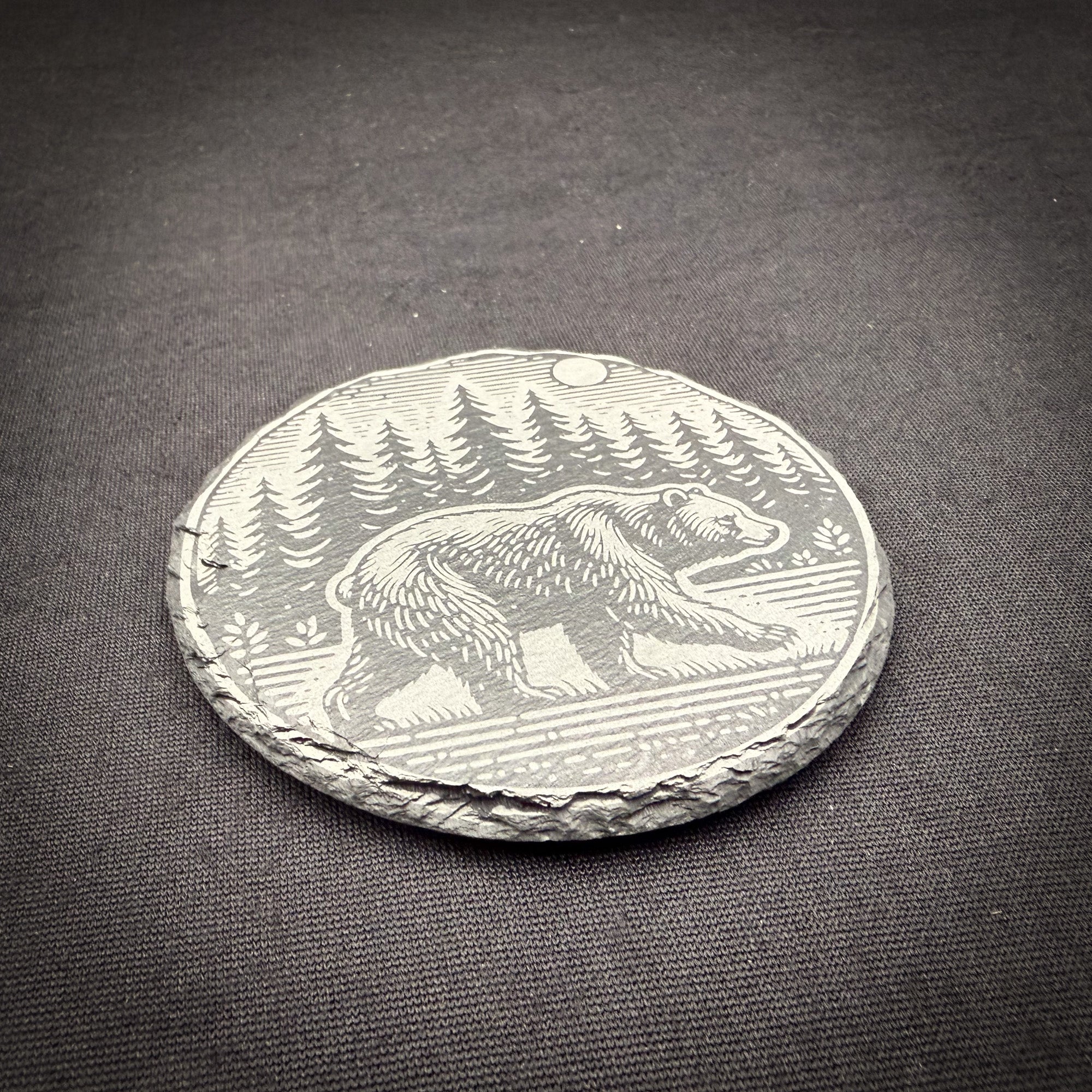 Bear Scene - 4" Square Slate Coaster