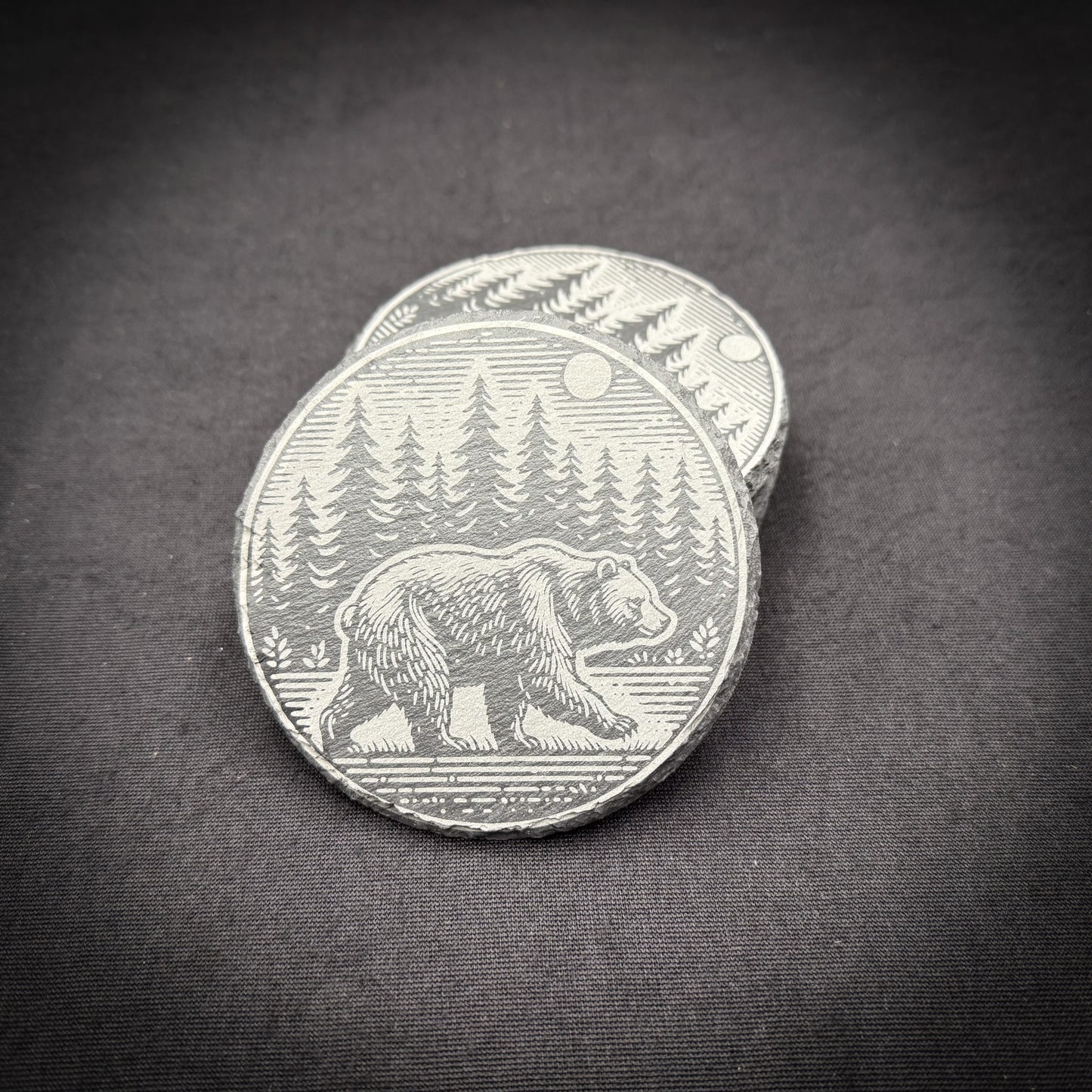 Bear Scene - 4" Square Slate Coaster (In Store)