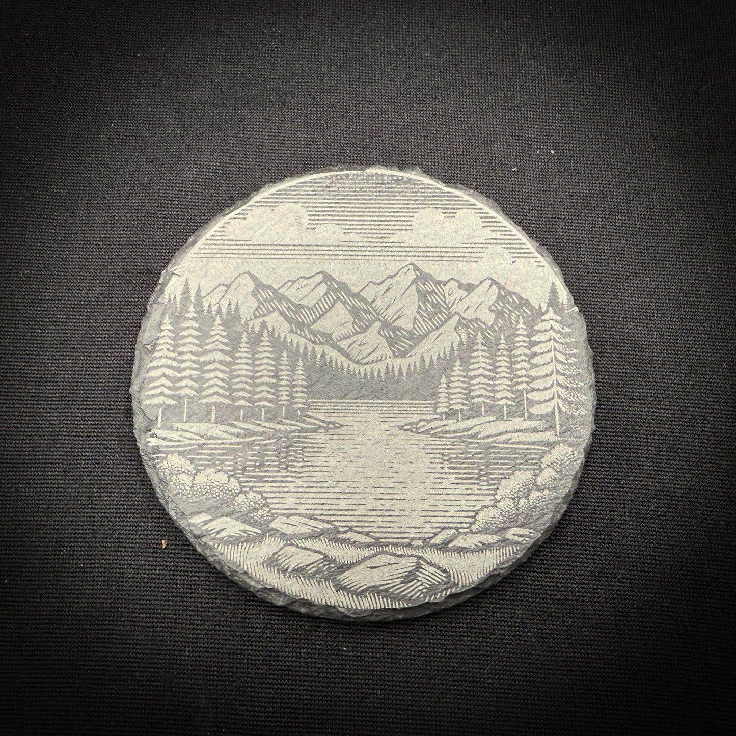 Lake Scene - 4" Square Slate Coaster (In Store)