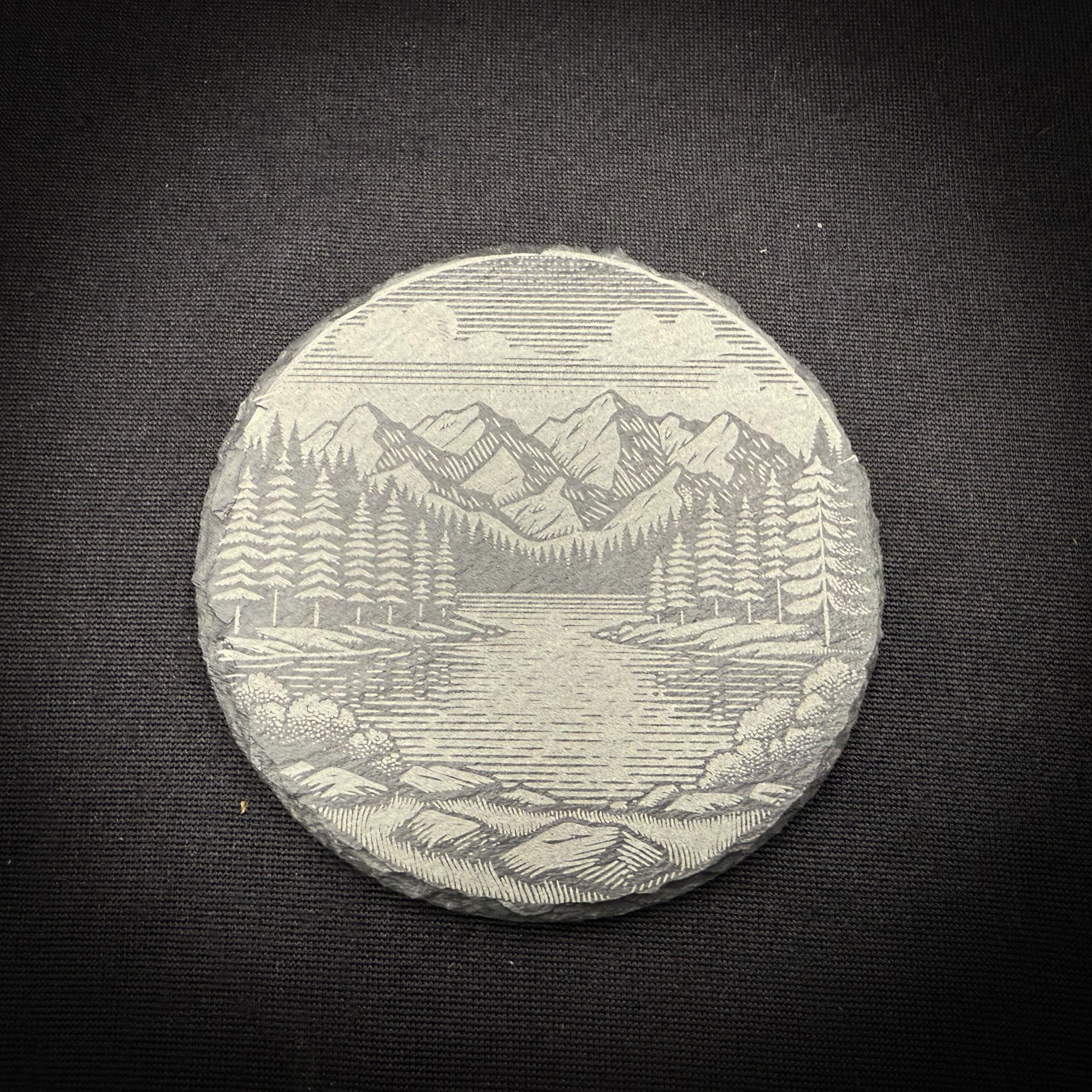 Lake Scene - 4" Square Slate Coaster