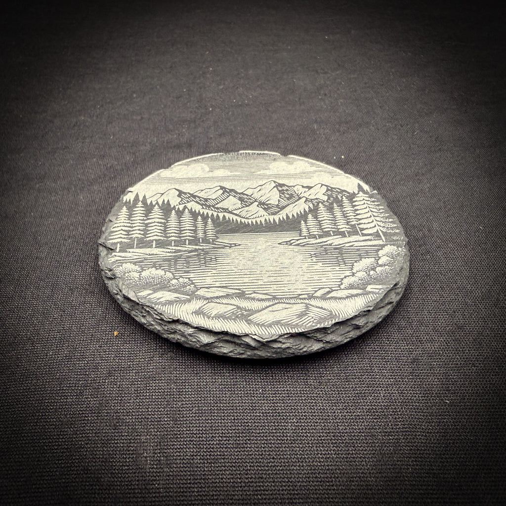 Lake Scene - 4" Square Slate Coaster