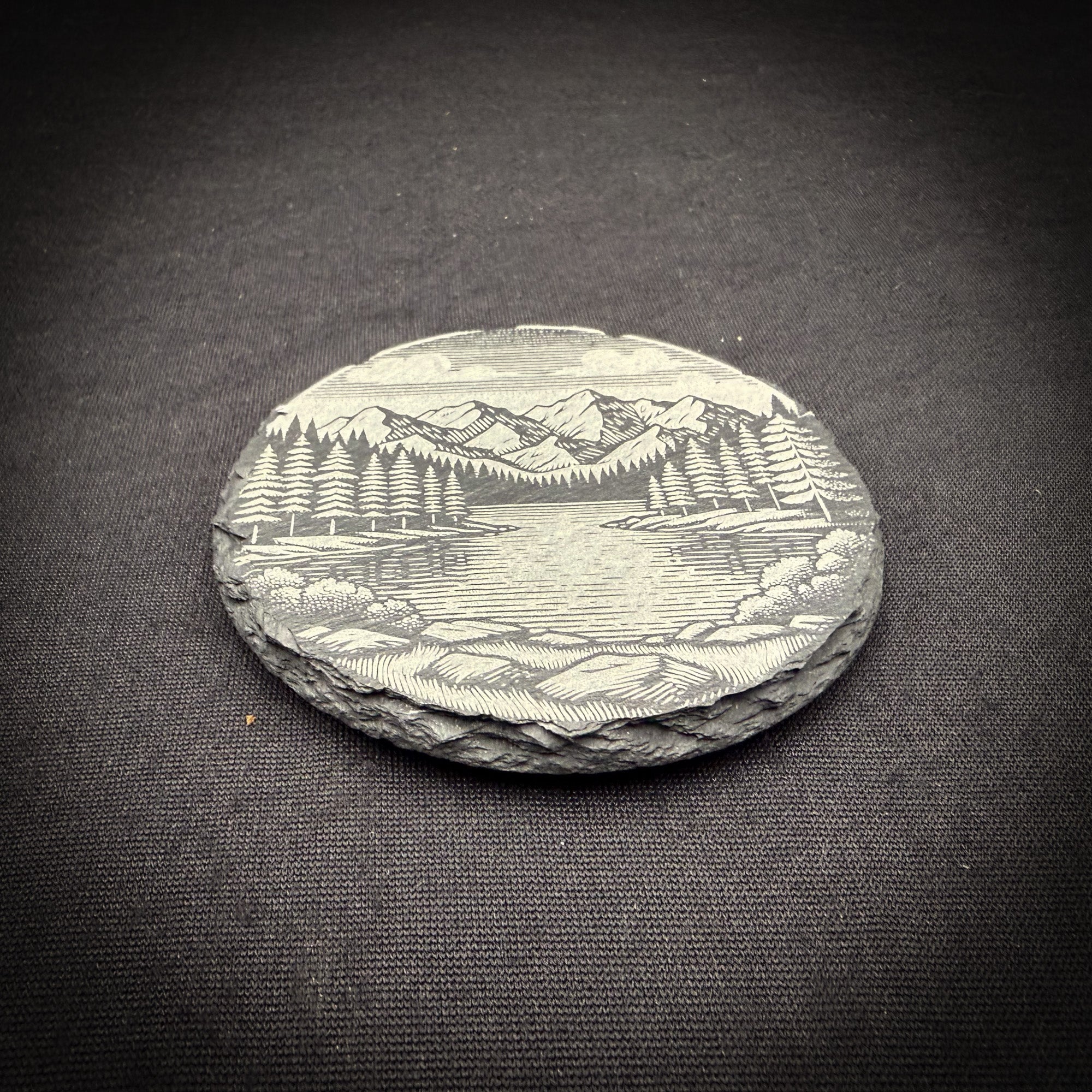 Lake Scene - 4" Square Slate Coaster