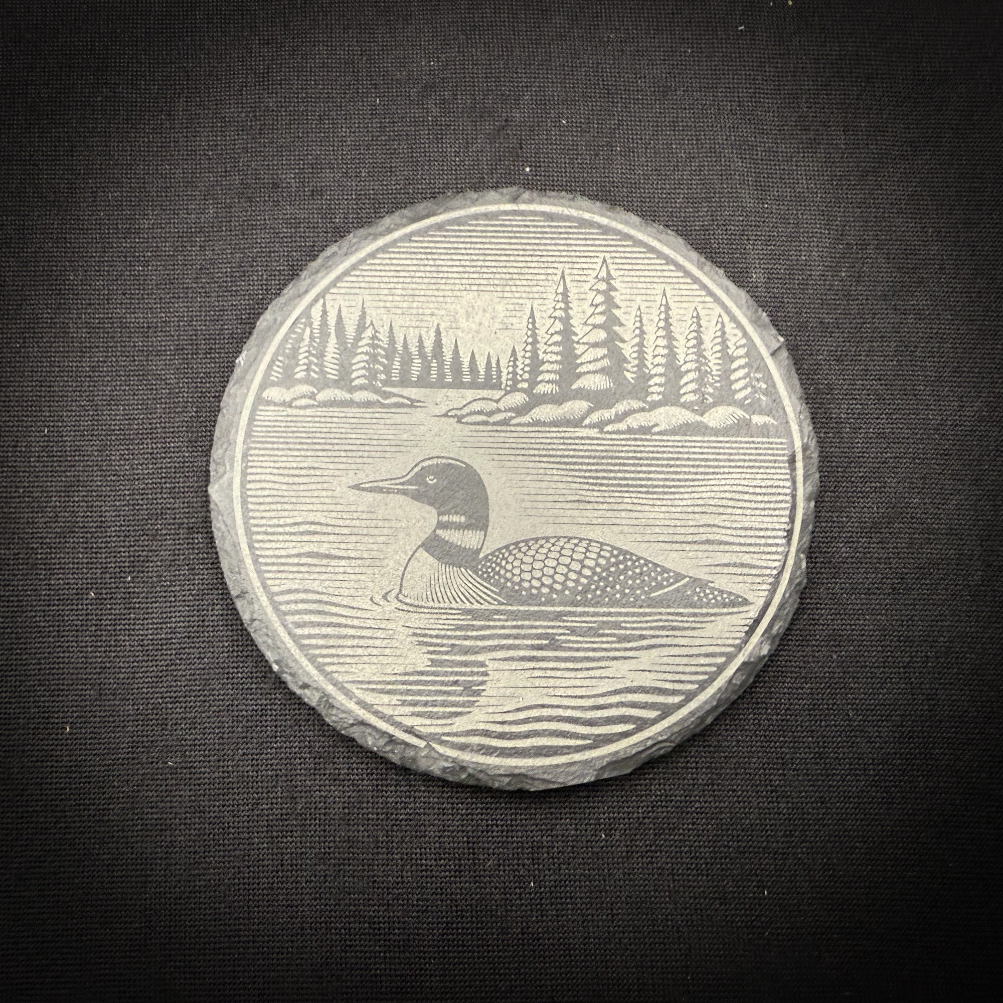 Loon Scene - 4" Square Slate Coaster