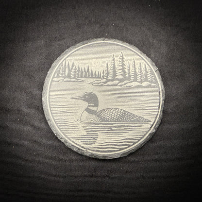 Loon Scene - 4" Square Slate Coaster (In Store)