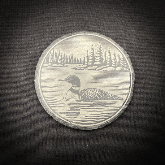 Loon Scene - 4" Square Slate Coaster (In Store)