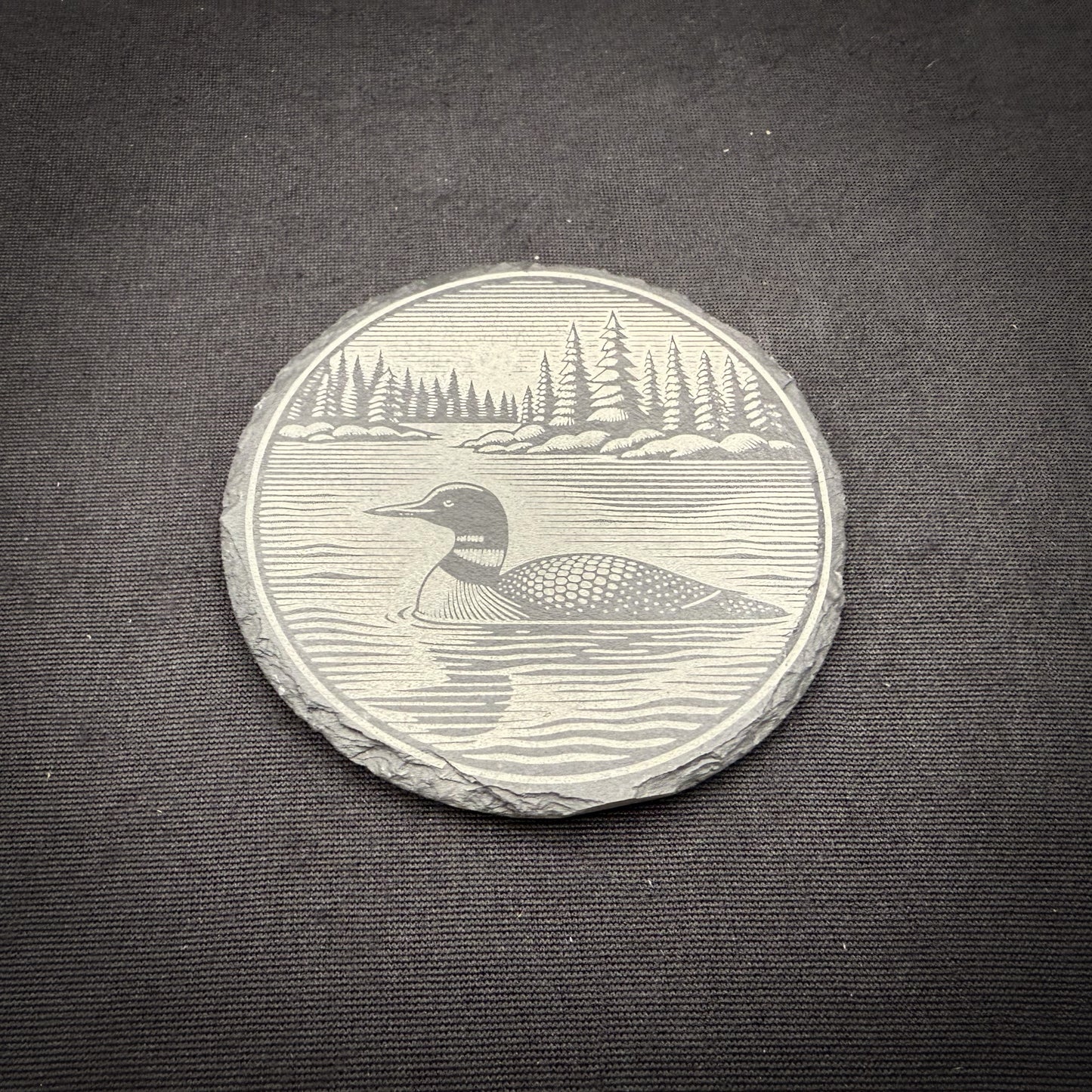 Loon Scene - 4" Square Slate Coaster (In Store)