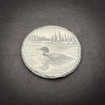Loon Scene - 4" Square Slate Coaster (In Store)