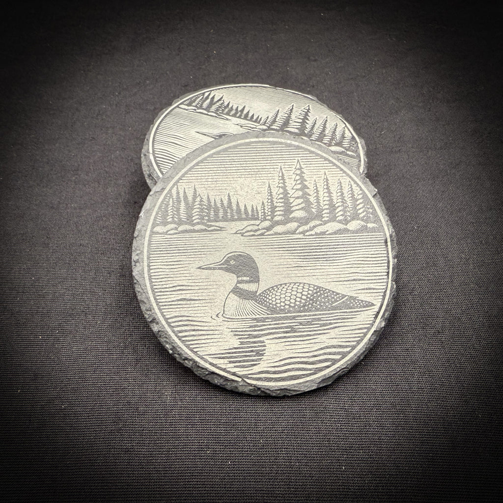 Loon Scene - 4" Square Slate Coaster