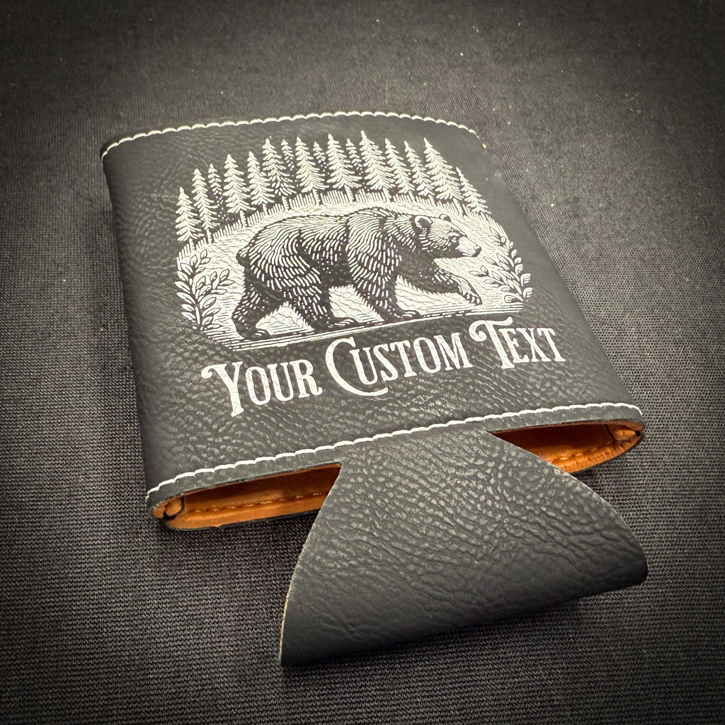Bear in a Forest Personalized Leatherette Can Holder
