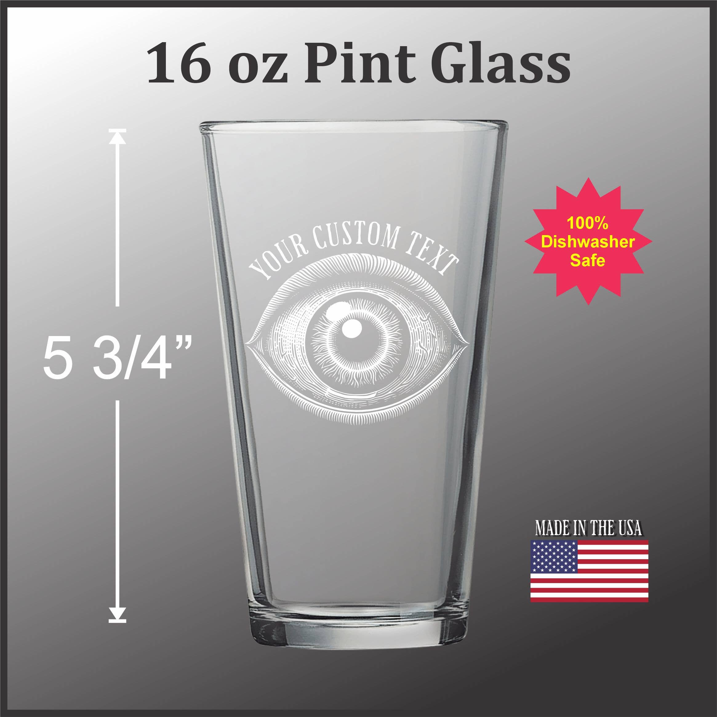 Eye Engraved Pint Glass - Durable Tempered Glass
