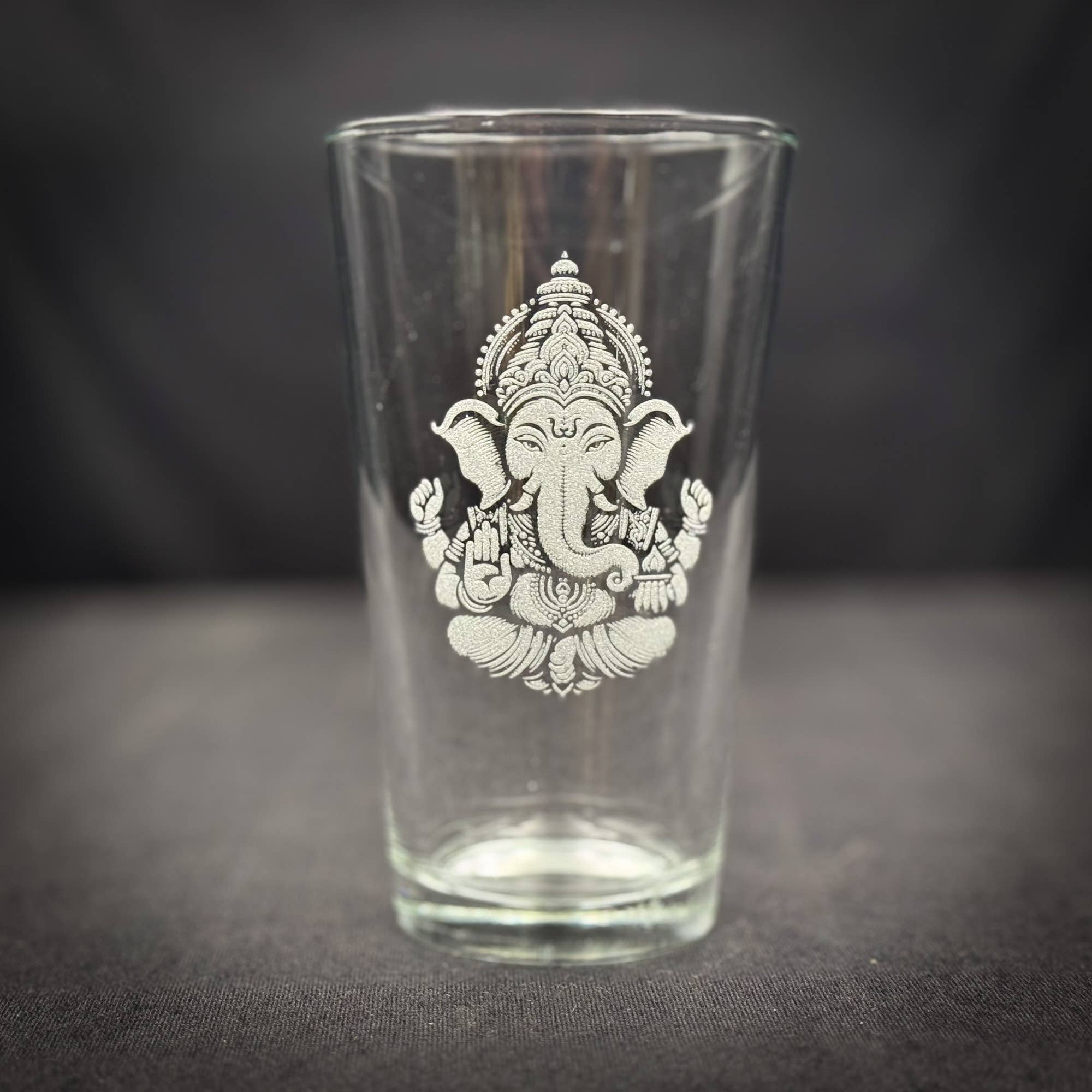Ganesha Engraved Pint Glass - Durable Tempered Glass
