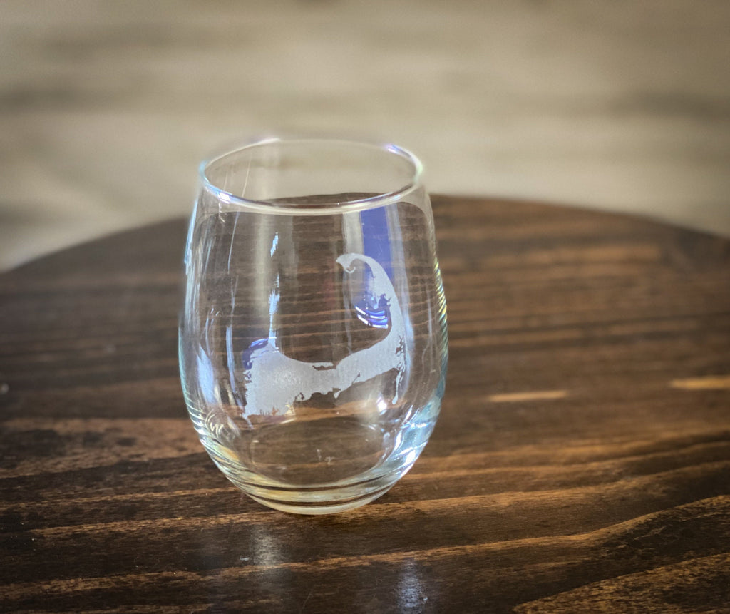 Cape Cod - Etched 15 oz Stemless Wine Glass