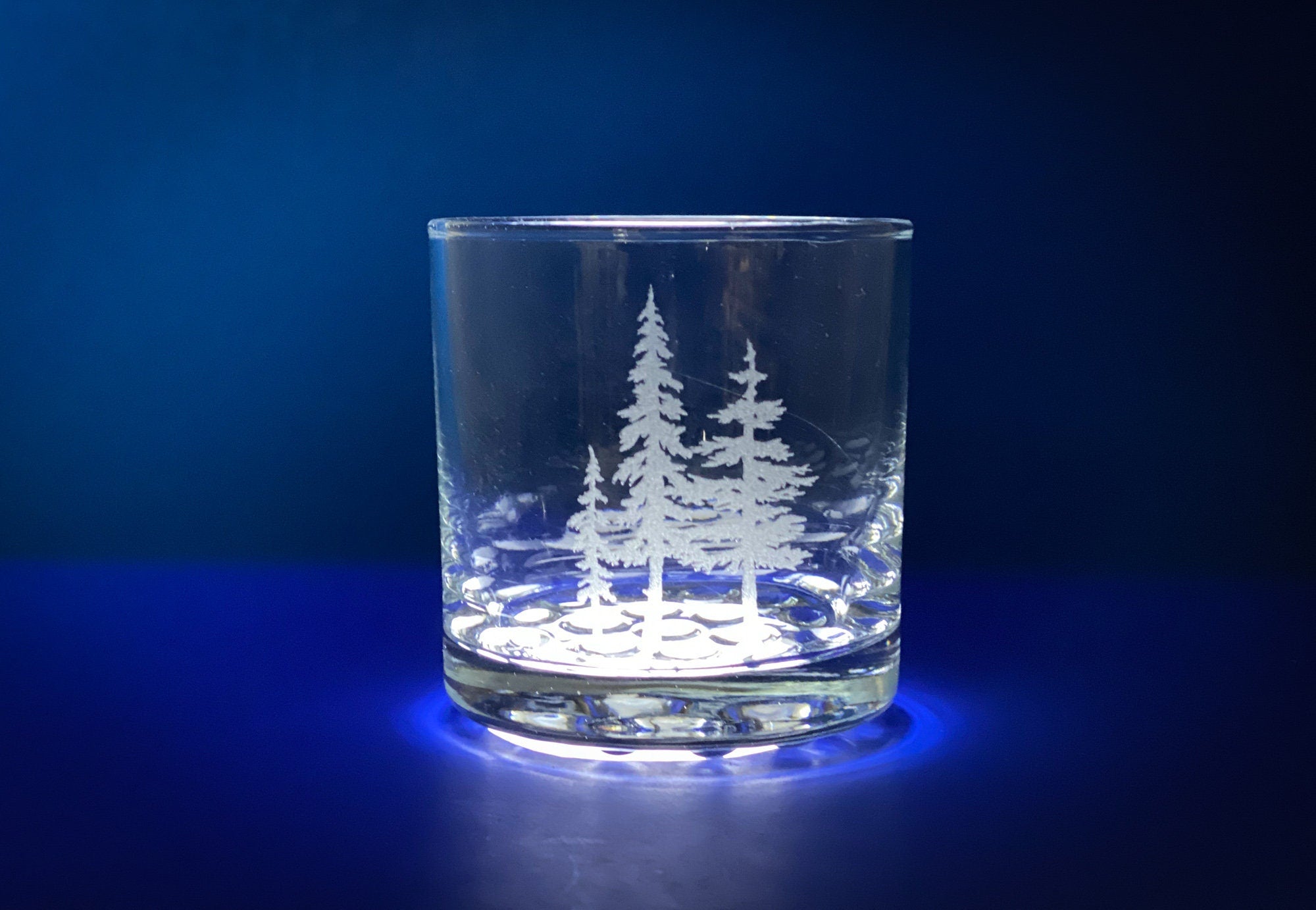 3 Trees Etched Knob Rocks Glass - 10.25 oz Whiskey