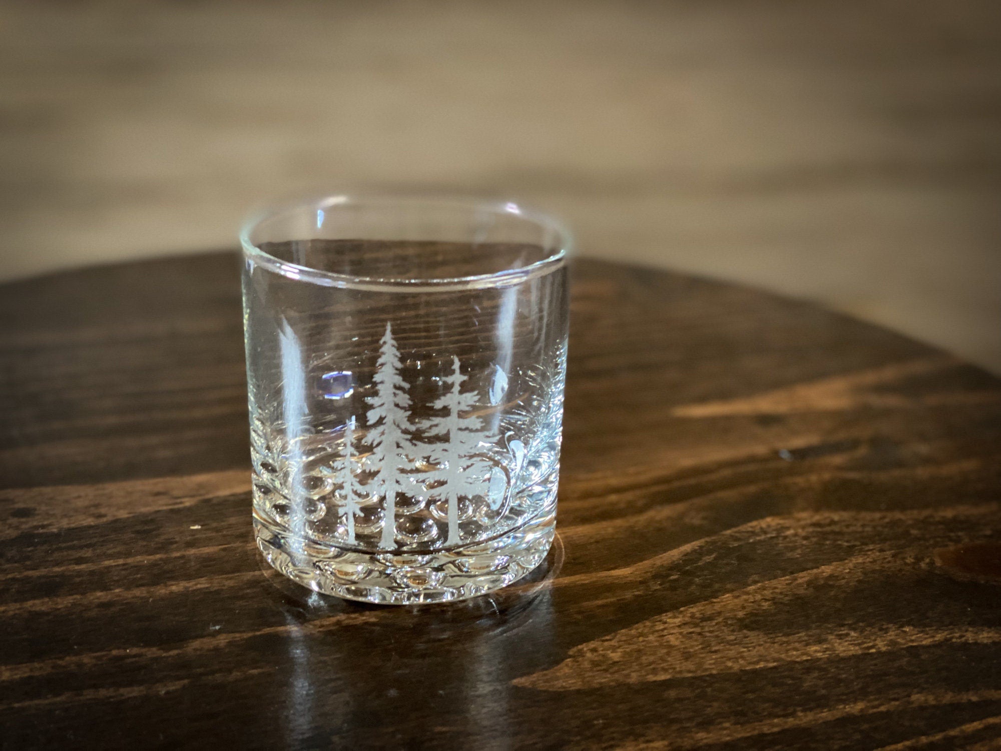 3 Trees Etched Knob Rocks Glass - 10.25 oz Whiskey