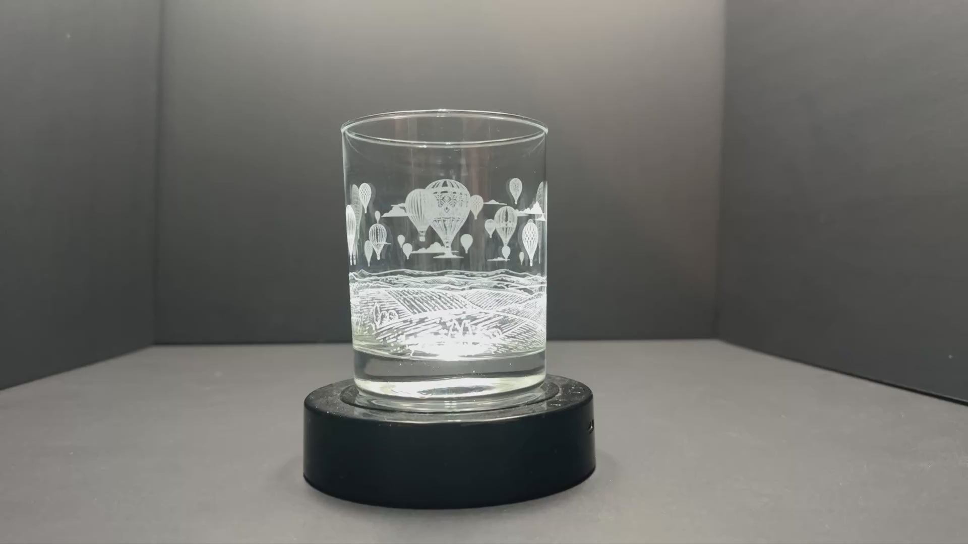 Hot Air Balloon full wrap 14 oz Engraved Rocks Glass