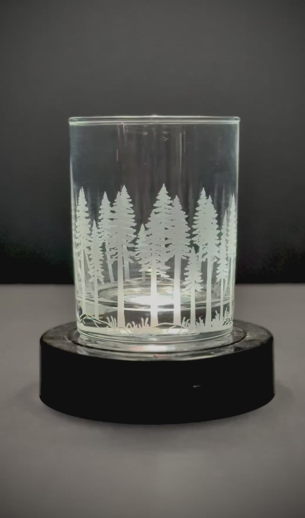 Pine Trees  full wrap engraved Rocks Glass
