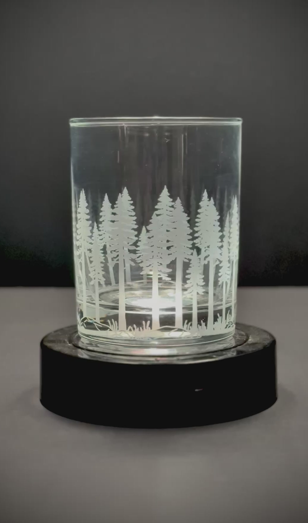 Pine Trees  full wrap engraved Rocks Glass