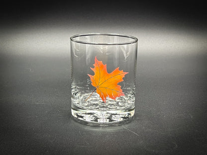 Fall maple leaf Engraved and Painted - 12.25 oz Double Rocks Glass
