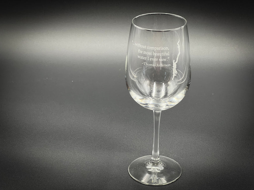 Lake George with Thomas Jefferson Quote 19 oz Stemmed Wine Glass