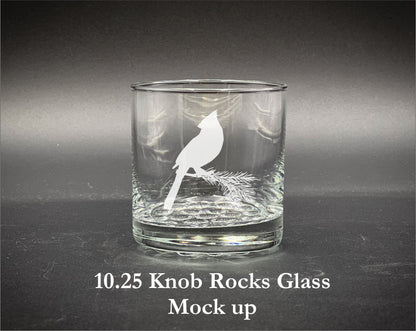 Cardinal on a Branch Laser Engraved Glassware