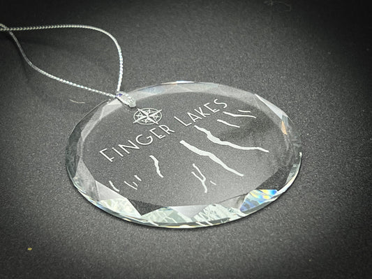 Finger Lakes New York Round Clear Glass Ornament