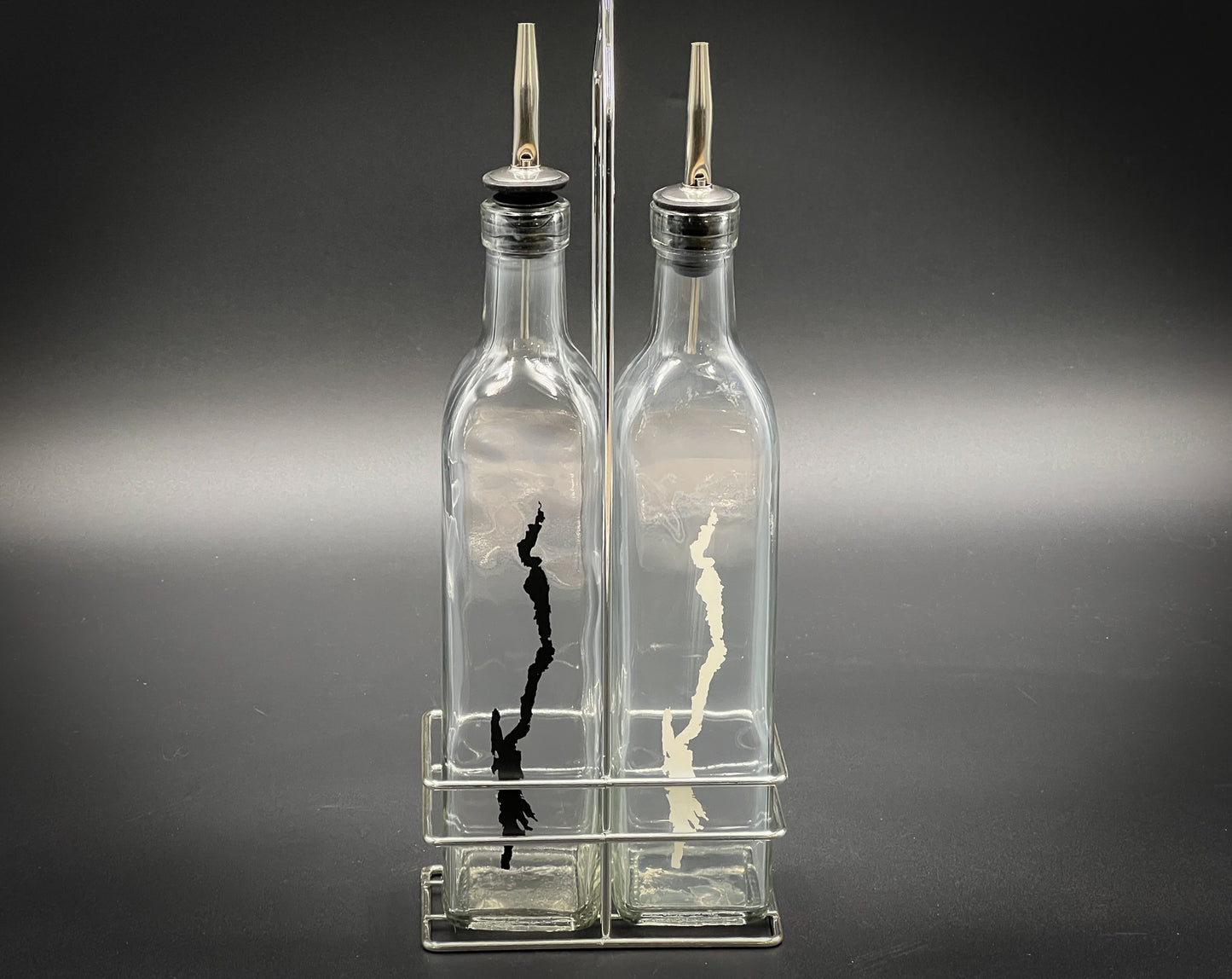 Oil and Vinegar set - Etched and Hand Painted