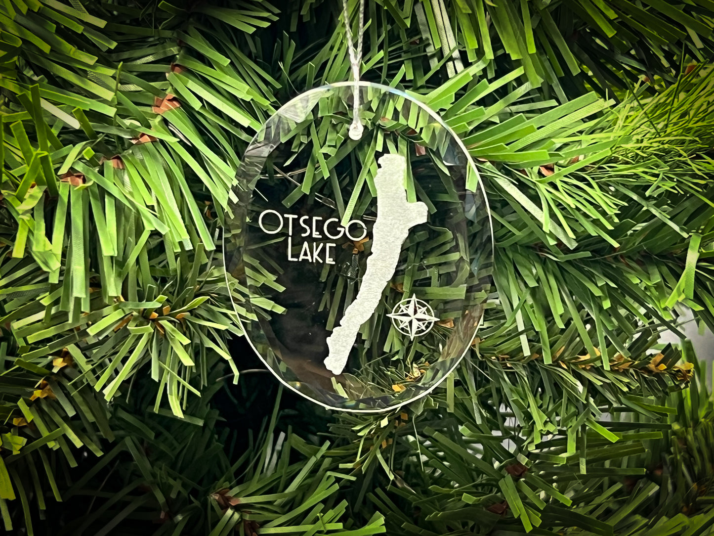 Otsego Lake New York Round Clear Glass Ornament