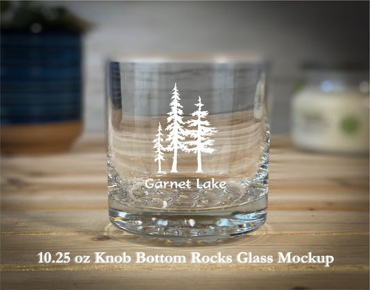 Trees with Garnet Lake  - 10.25 oz Rocks Glass