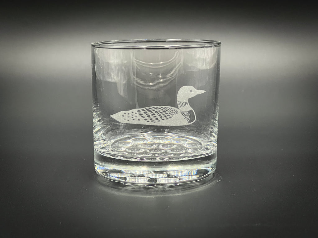 Loon - 10.25 oz Etched Knob Rocks Glass