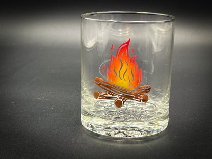 Campfire Engraved and Painted - 12.25 oz Double Rocks Glass