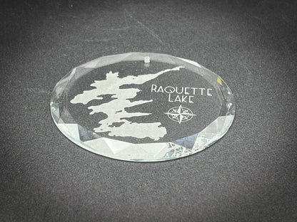 Raquette Lake New York Round Clear Glass Ornament