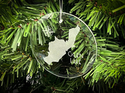 Glen Lake New York Round Clear Glass Ornament