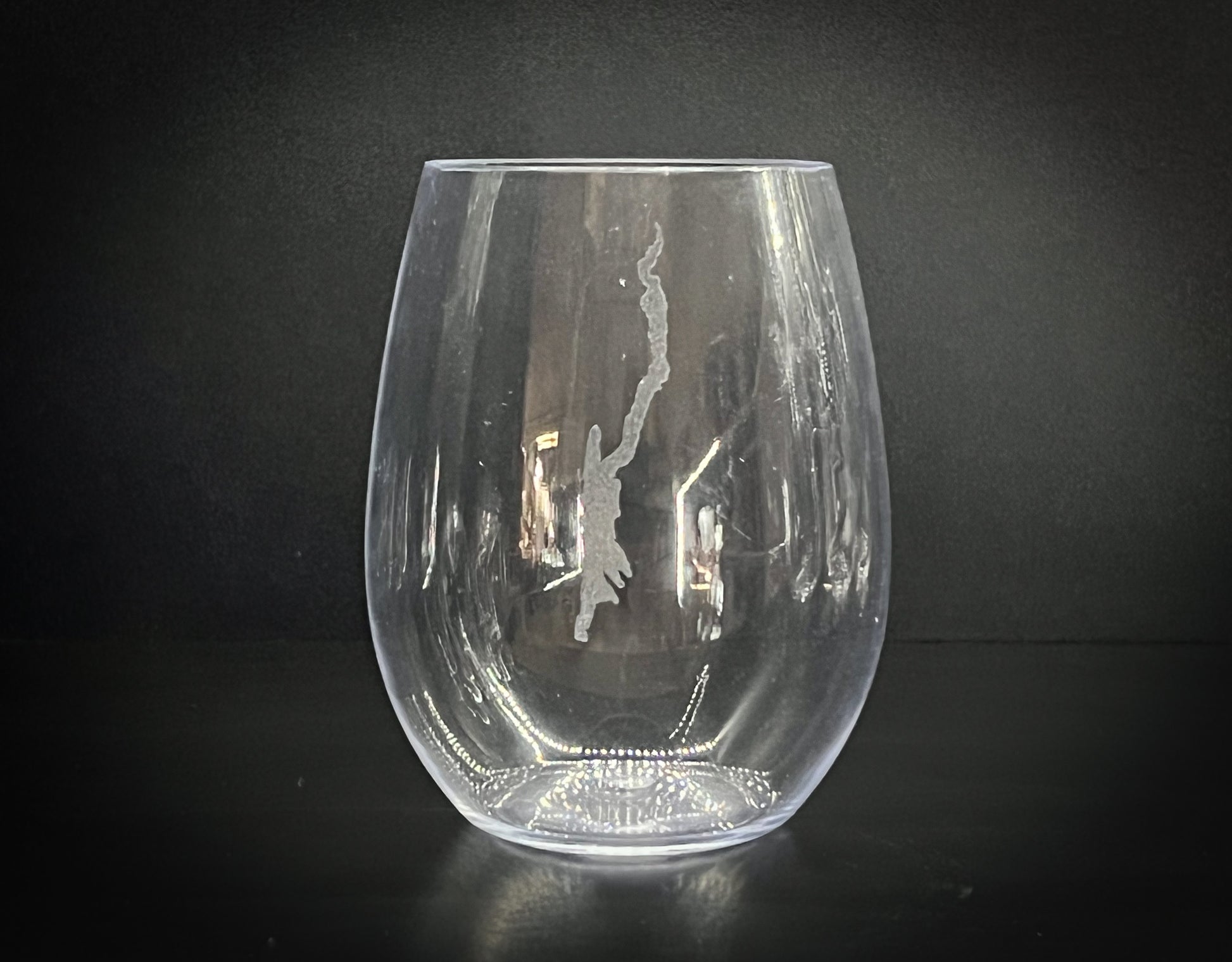 Etched Heavy Base Stemless Wine Glass 15.25 oz