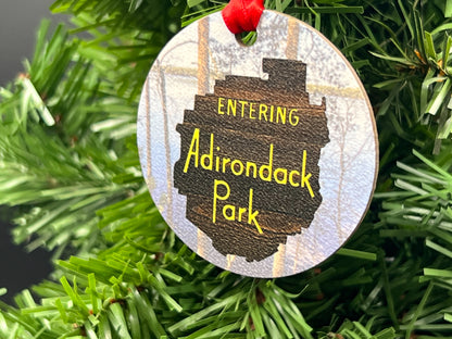 Entering the Adirondack Park Sign Hardboard Ornament