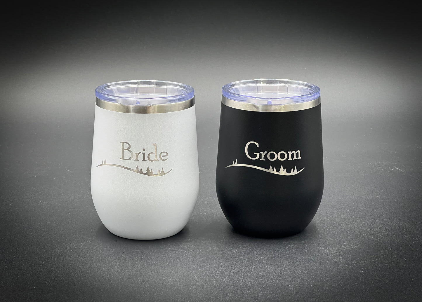 Bride and Groom set   - 12 oz Insulated Stemless Wine Tumbler