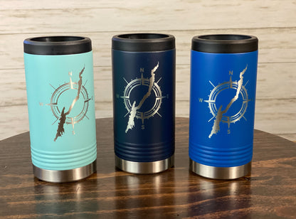 Lake George in Compass - Insulated Slim Can Holder