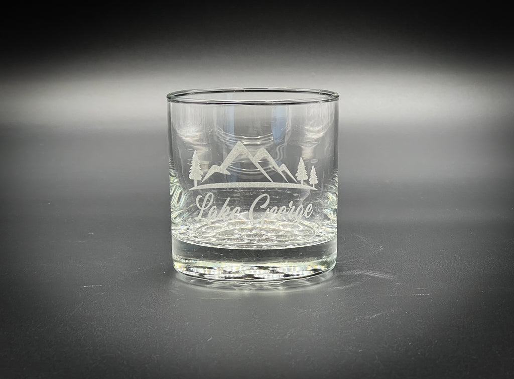 Lake George with Mountains Knob Rocks Glass