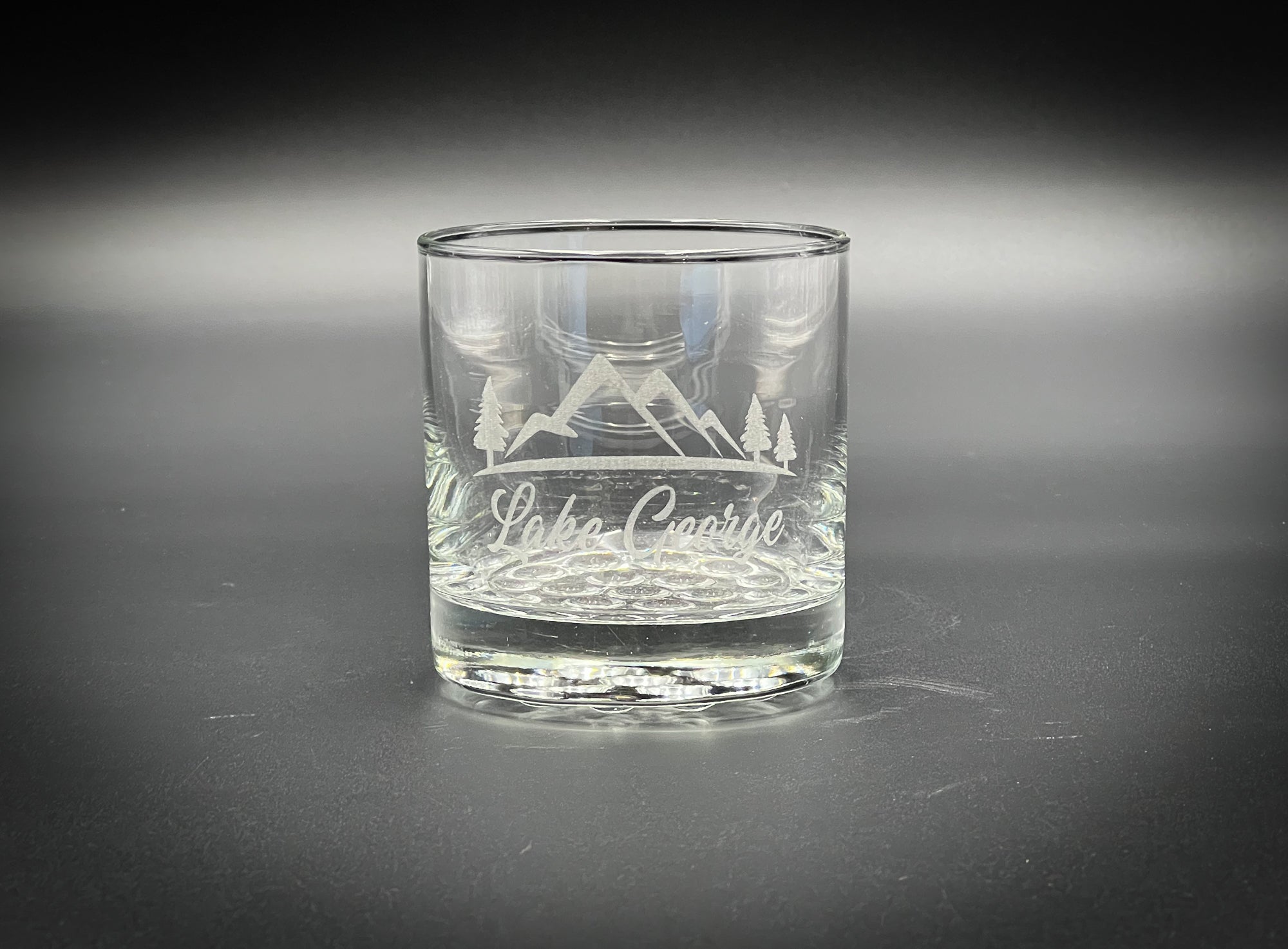 Lake George with Mountains Knob Rocks Glass