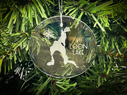 Loon Lake New York Round Clear Glass Ornament