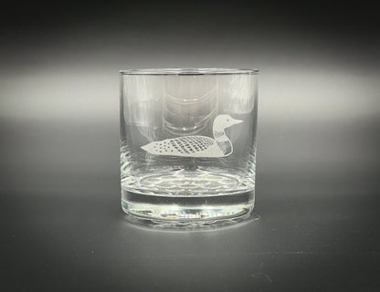 Loon etched 10.25 oz Rocks Glass - Gifts for him
