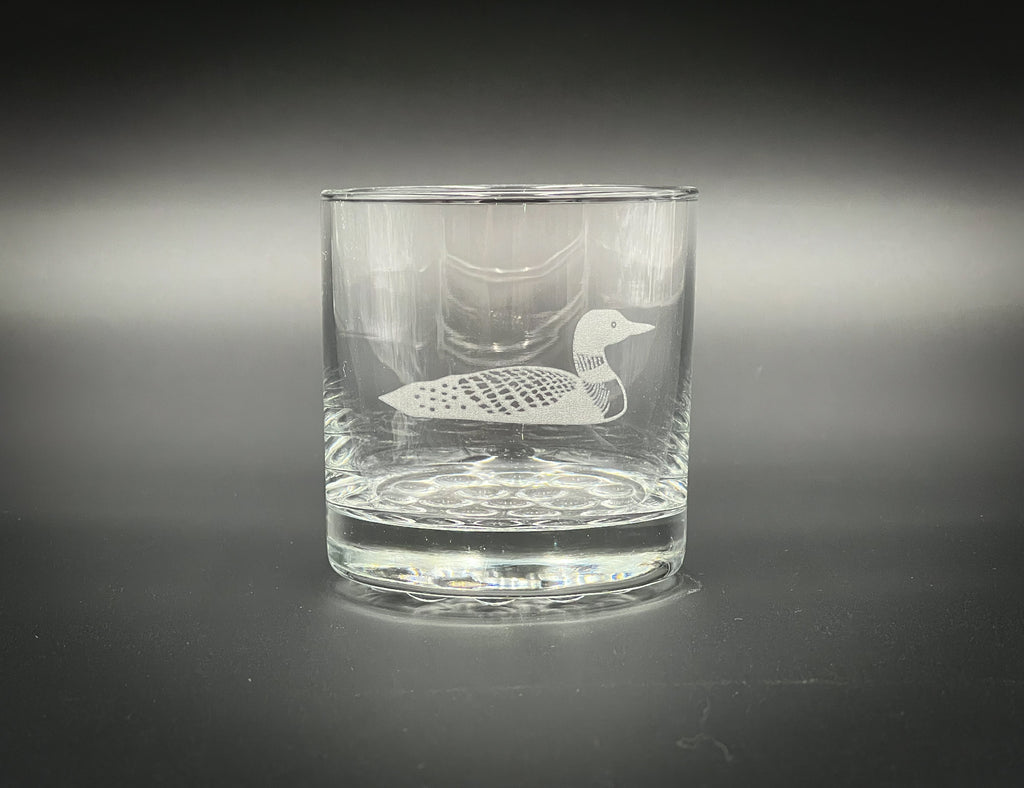 Loon - 10.25 oz Etched Knob Rocks Glass