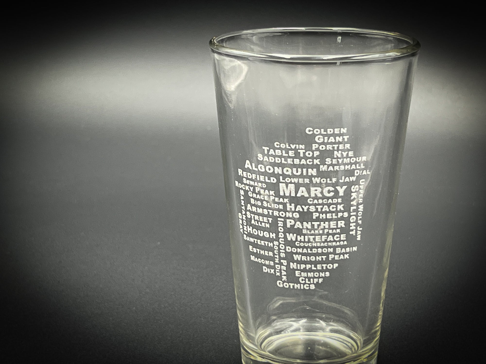 46 High Peaks of the Adirondacks Pint Glass