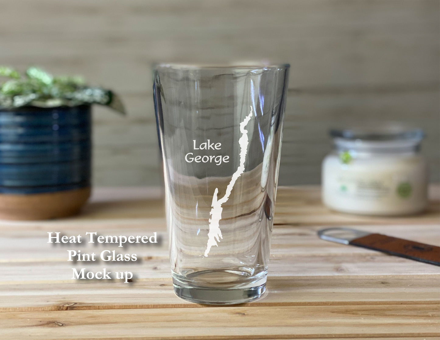 Lake George New York with Words - pint glass